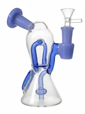 7-inch Arctic Blue Mini Recycler Bent-Neck Glass Bong