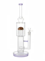 15-Inch Milky Purple Wig Wag Straight Tube Bong with Inline and Tree Perc