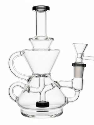 6.5-Inch Hourglass Teapot Cyclonic Recycler Glass Bong