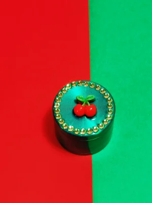 Mint Green Cherry Rhinestone 40mm Grinder