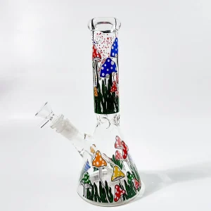 10 Inch Psychedelic Mushroom Beaker Glass Bong