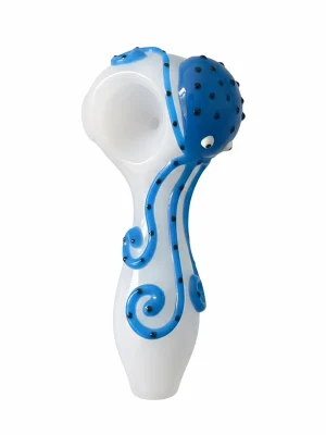 4-Inch Hand-Painted Oceanic Wonder Octopus Hand Pipe - White