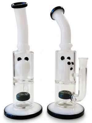 10 Inch Panda Head Double Perc Glass Bong