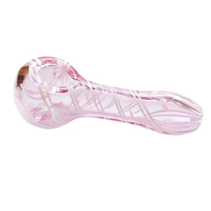 4-Inch Pink Dreamy Swirl Glass Spoon Pipe