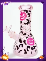 8 Inch Pink Leopard Pumpkin Beaker Glass Bong