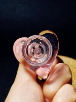 Pink Heart-Shaped Glass Male Bong Bowl | 10mm, 14mm, 18mm