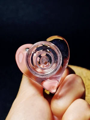 Pink Heart-Shaped Glass Male Bong Bowl | 10mm, 14mm, 18mm