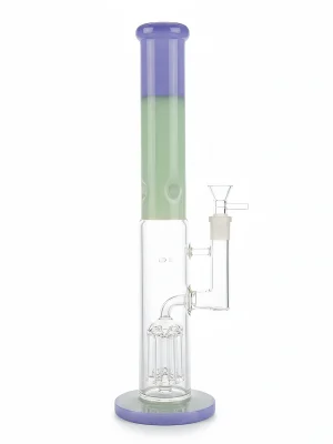 14 Inch Grape & Jade Dual-Tone Straight Tube Bong with Tree Perc and Ice Catcher