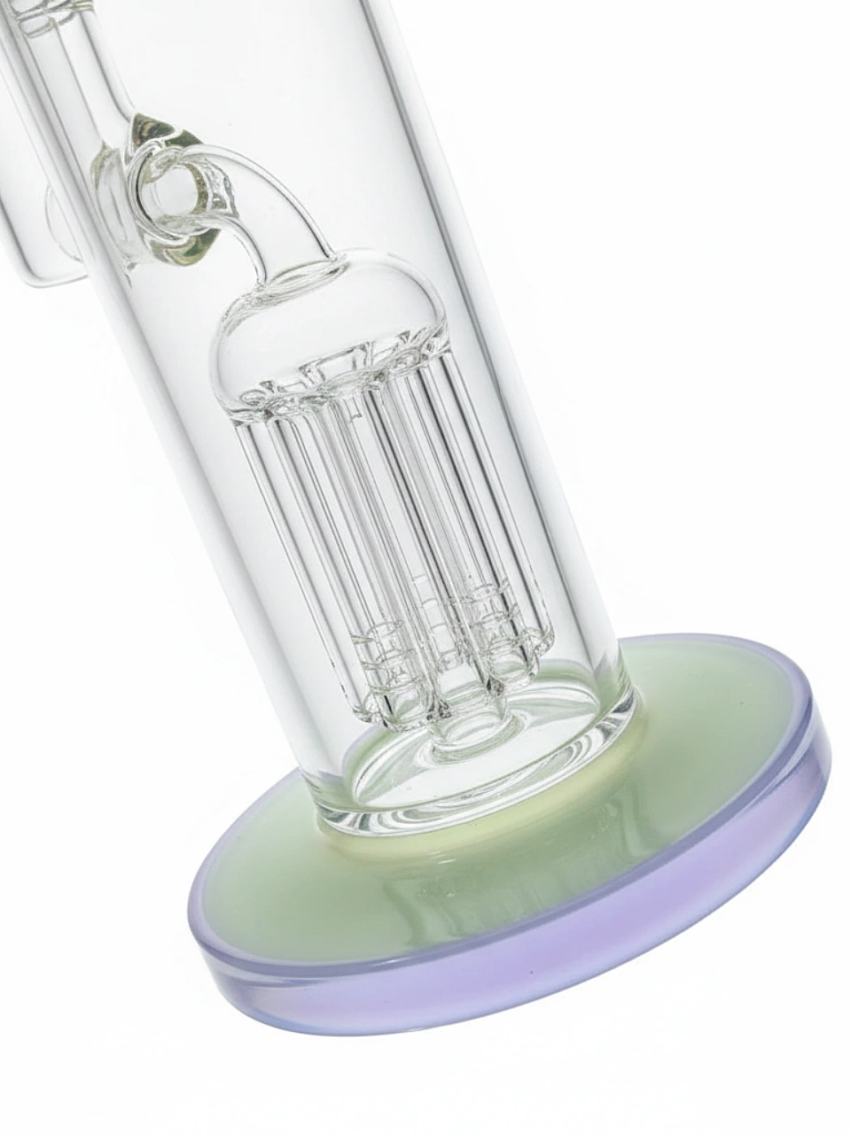 14 Inch Grape & Jade Dual-Tone Straight Tube Bong with Tree Perc and Ice Catcher - Image 2
