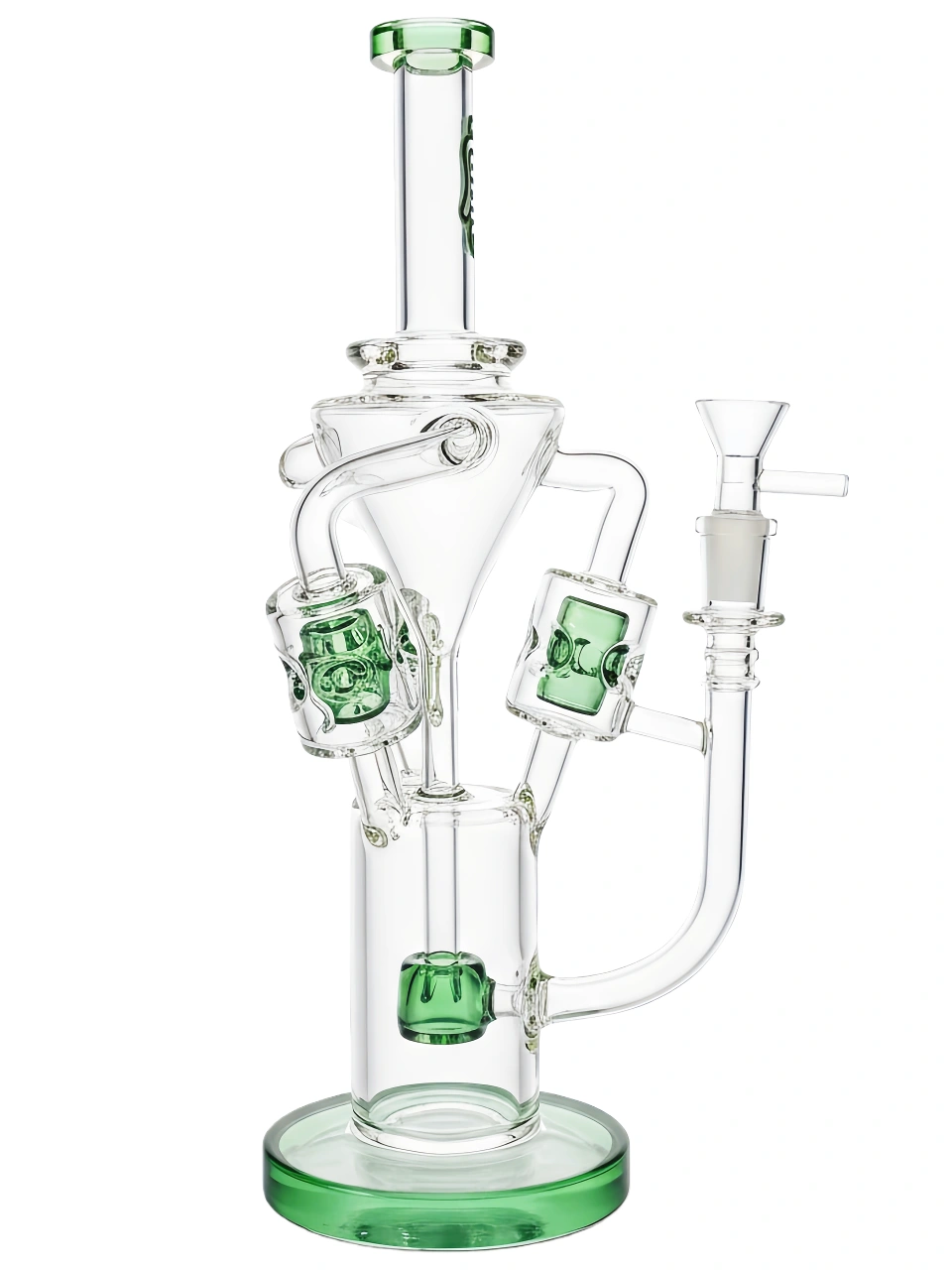 12-Inch Emerald Storm Swiss Recycler Borosilicate Glass Bong