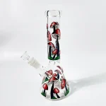 Black and Red Mushroom Glass Beaker Bong
