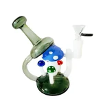 7 Inch Smoky Multi-Mushroom Mini Glass Bong
