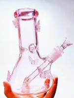 Crystal Butterfly Soft Pink 8 Inch Beaker Glass Bong