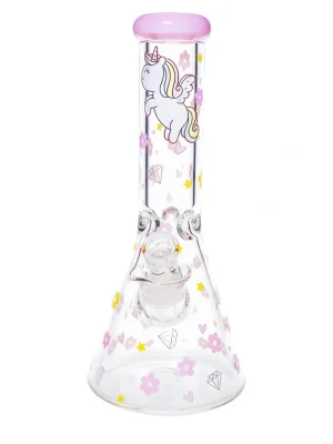 9mm Thick Cute Unicorn Beaker Glass Bong