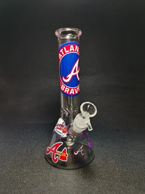10" Atlanta Braves Beaker Glass Bong with Scripted A Logo