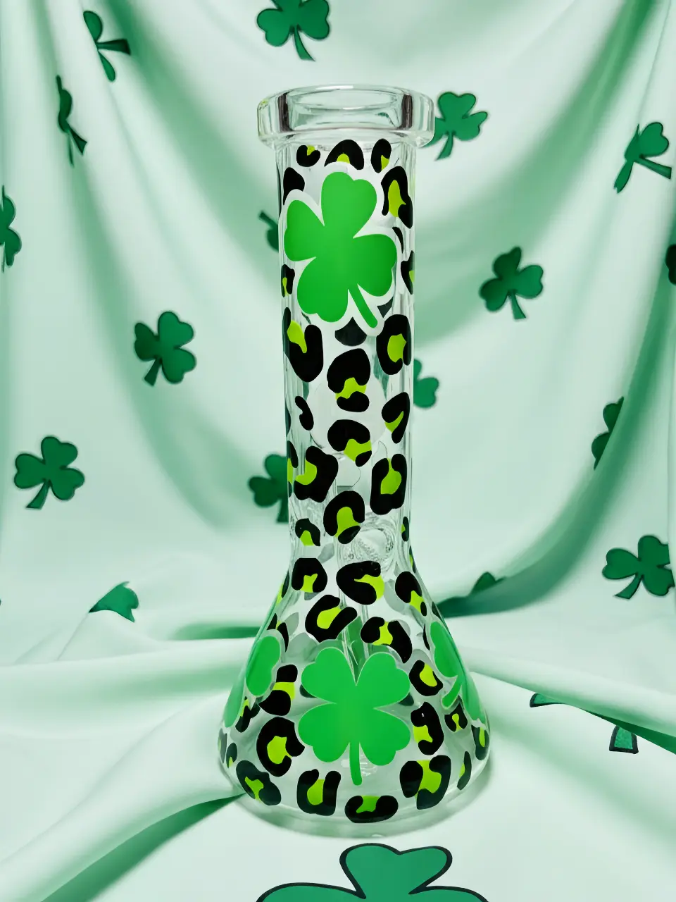 Hello Kitty Green Leopard Beaker Glass Bong - Image 2
