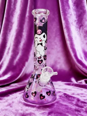 Kuromi Pink Black Heart 10-Inch Beaker Glass Bong