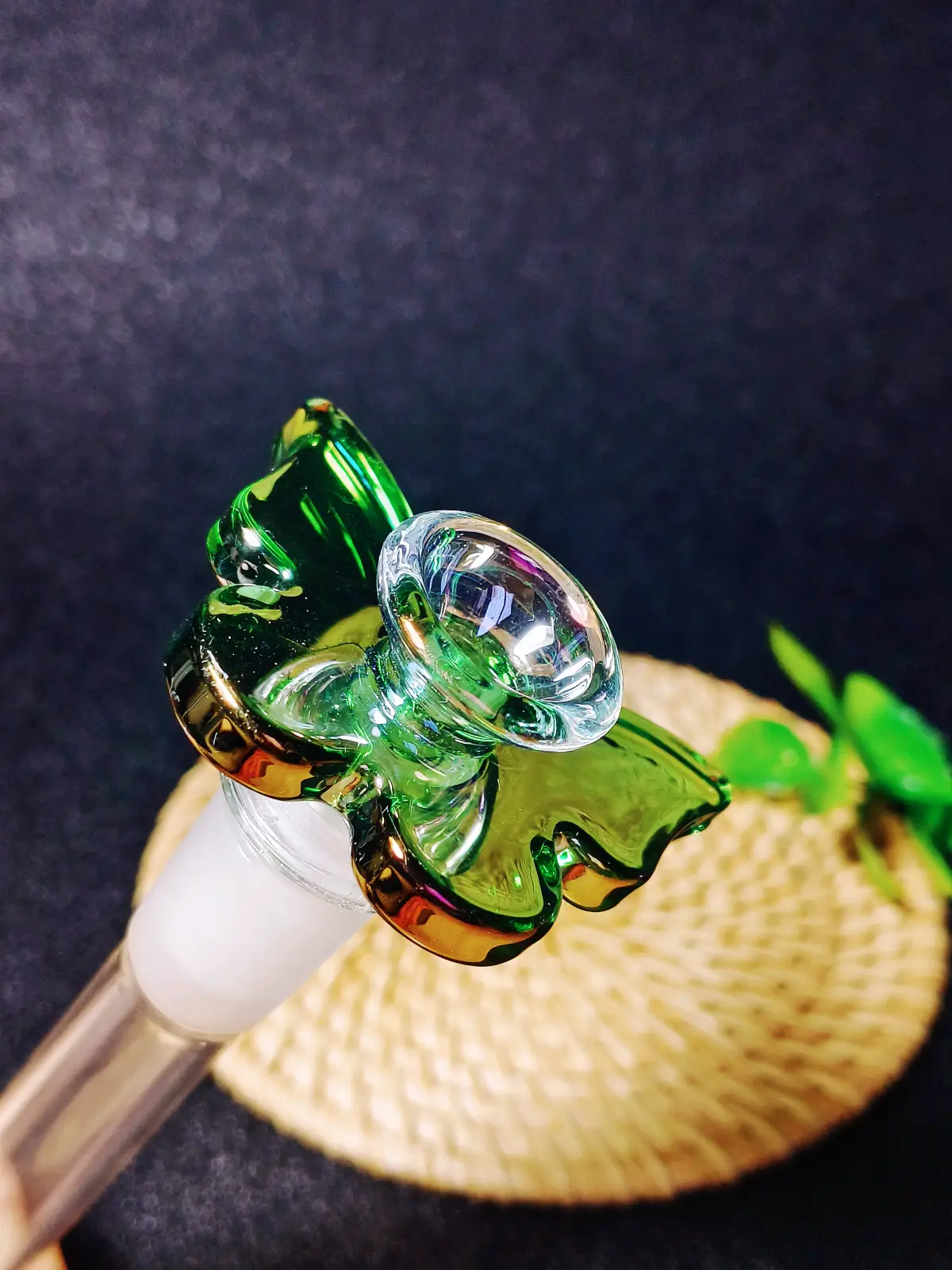 14mm Male Green Butterfly Borosilicate Glass Bong Bowl - Image 2