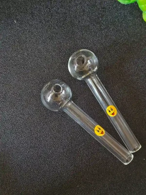 4-Inch Clear Borosilicate Glass Burner Pipe with Smiley Detail