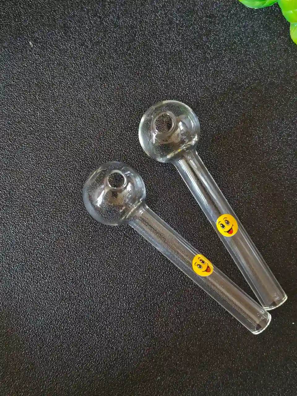 4-Inch Clear Borosilicate Glass Burner Pipe with Smiley Detail