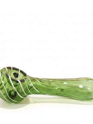 4-Inch Forest Green Spiral Glass Spoon Pipe