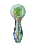 4-Inch Iridescent Serpent Textured Fumed Spoon Pipe