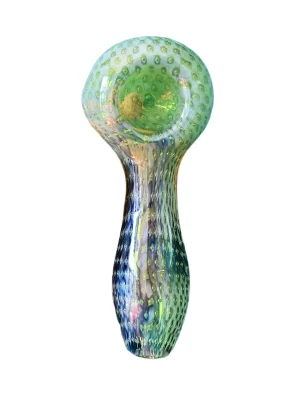4-Inch Iridescent Serpent Textured Fumed Spoon Pipe