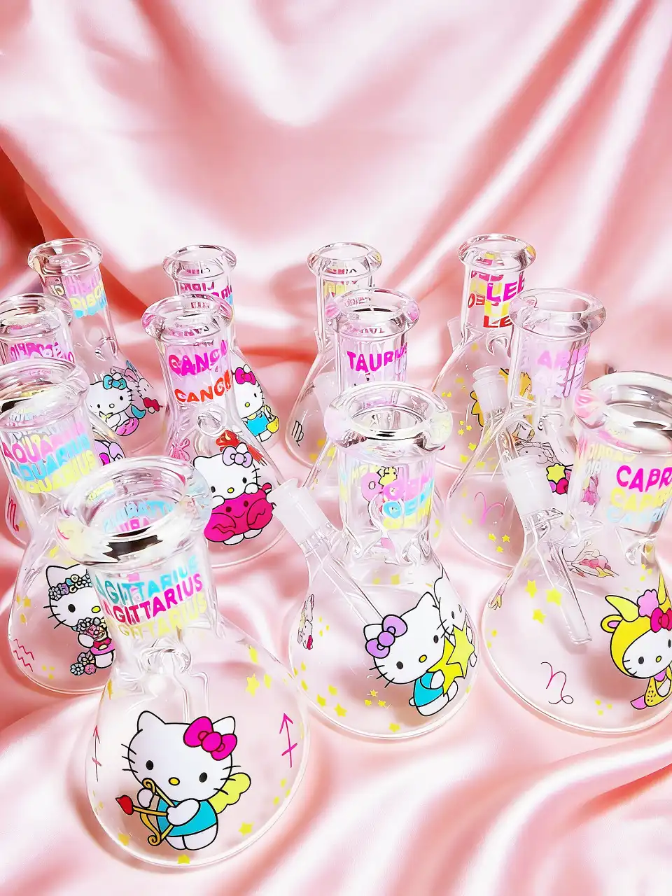 Hello Kitty Zodiac Astrology 8 inch Beaker Glass Bong