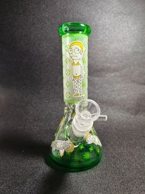 8 Inch Glow Beaker Bong with Bikini Morty Graphic