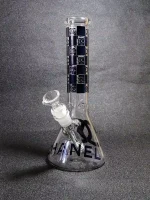 10" CHANEL-Inspired Black-and-White Borosilicate Beaker Bong