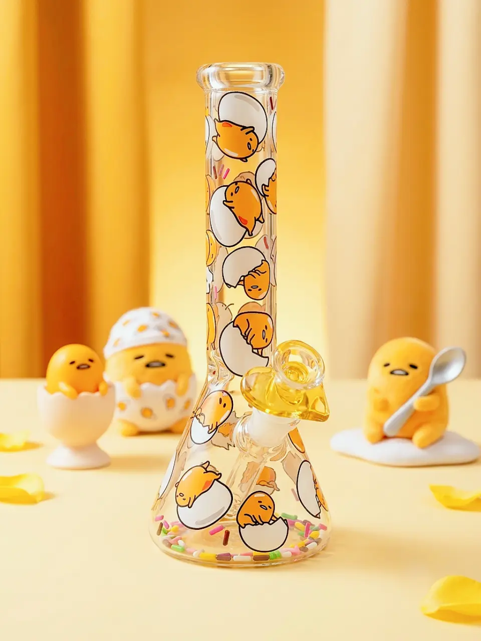 10" Gudetama Lazy Mood Beaker Glass Bong - Image 5