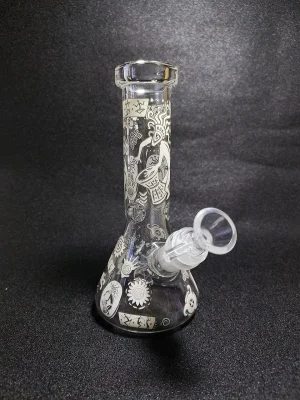 8" Kokopelli Tribal Totem Glow Borosilicate Glass Beaker Bong