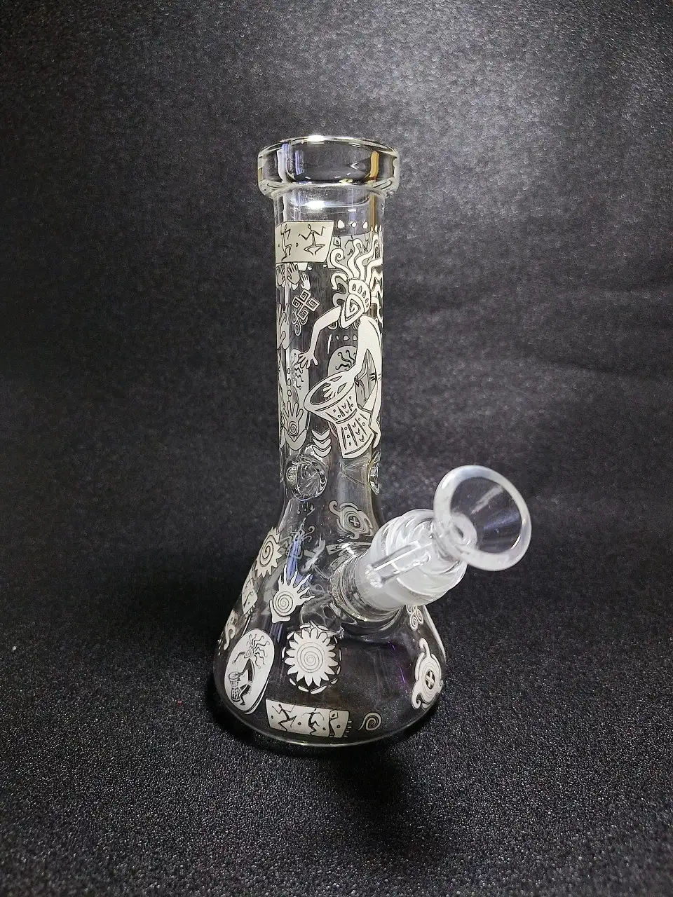 8" Kokopelli Tribal Totem Glow Borosilicate Glass Beaker Bong