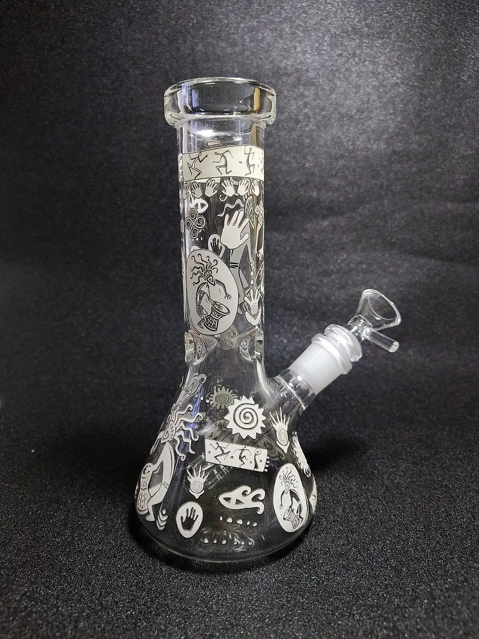 8" Kokopelli Tribal Totem Glow Borosilicate Glass Beaker Bong - Image 3
