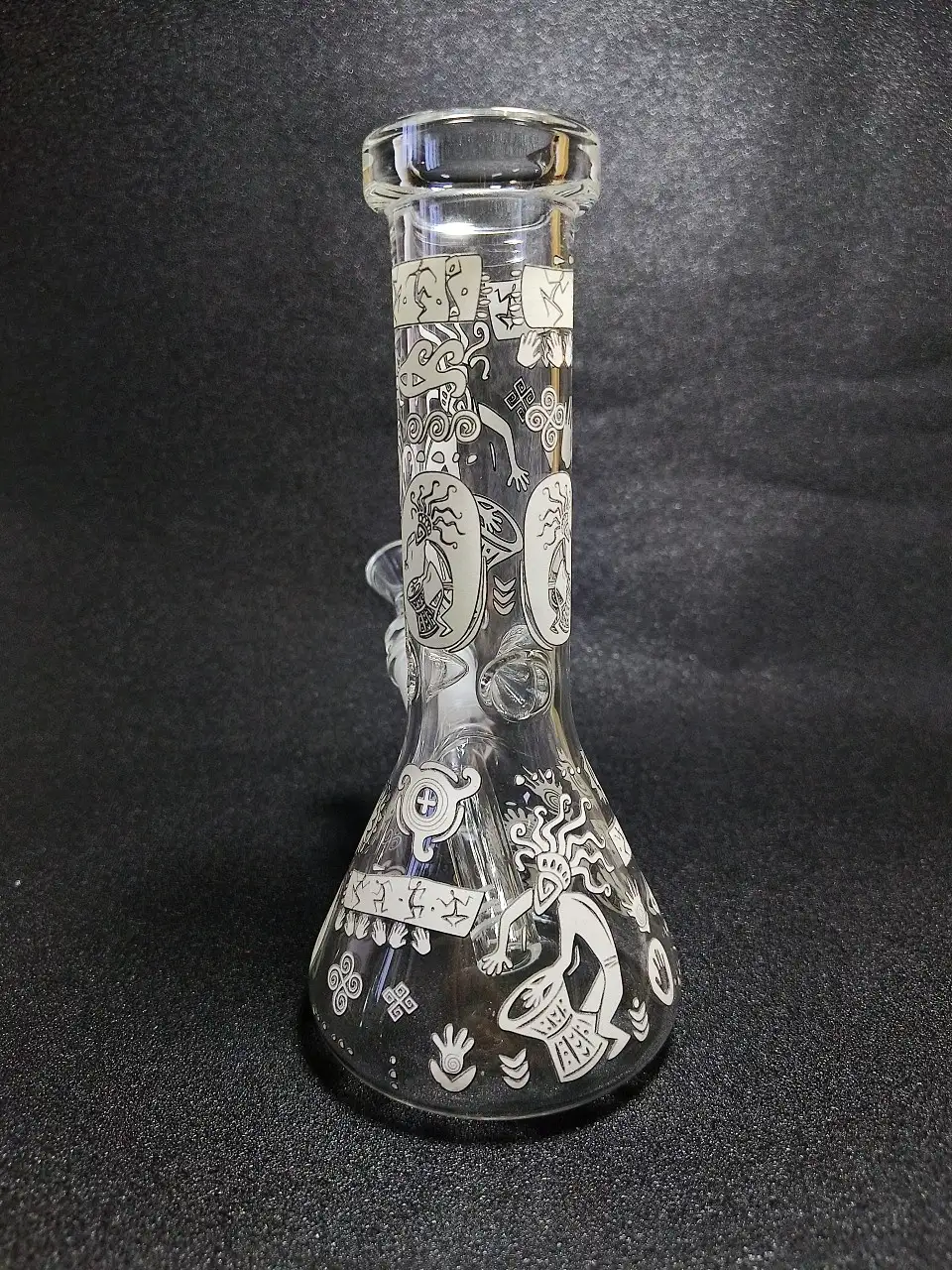 8" Kokopelli Tribal Totem Glow Borosilicate Glass Beaker Bong - Image 4