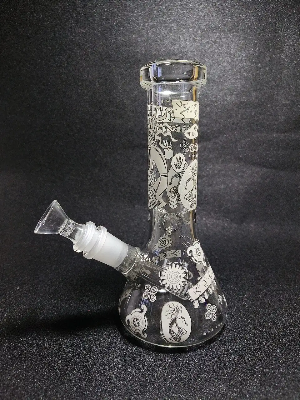8" Kokopelli Tribal Totem Glow Borosilicate Glass Beaker Bong - Image 5