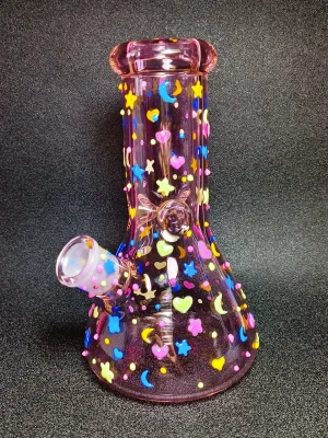 Dreamy Galaxy Pink 8-inch Beaker Bong