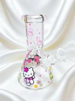 Giant Ribbon Hello Kitty Beaker Glass Bong 8 inch