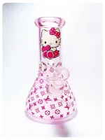 8-Inch Pink Hello Kitty x LV-Inspired Beaker Bong