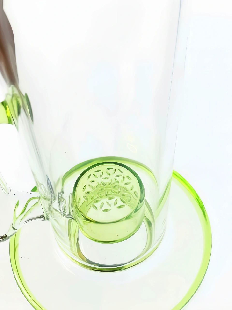 16-Inch Neon Green Stemless Dual-Perc Straight Tube Bong - Image 3