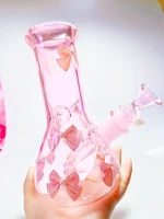 Pearl & Bow Pink 8 Inch Beaker Bong
